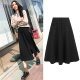 Black skirt female summer mid -length high -waisted high -waisted French retro obtrus oblivion, thin versatile loose A -line long skirt
