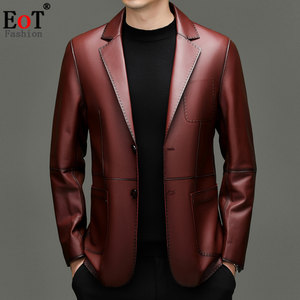 
Autumn and winter new high-end genuine leather small suit men's trendy first-layer sheepskin leather suit men's leather coat and leather jacket trendy