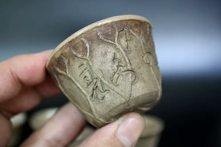 太田垣蓮月尼『和歌彫 煎茶碗』茶道具 太田垣蓮月尼『和歌彫