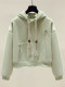 Hooded short sweatshirt for women in spring and autumn 2025 new loose and fashionable fashionable cartoon embroidered small top
