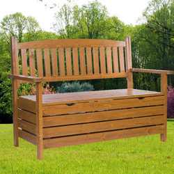 Outdoor Solid Wood Garden Storage Chair Balcony Courtyard Storage Cabinet Rest Stool Backrest Chair Leisure Park Chair