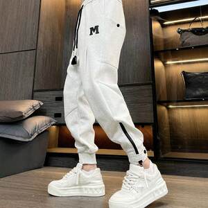 
Solid color pants men's trendy brand casual sweatpants autumn and winter new loose leg-tie handsome trendy sports harem pants
