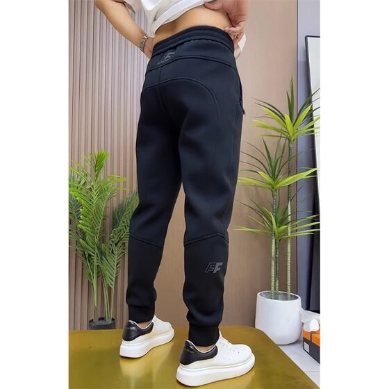 
Autumn and winter new sweatpants men's trendy letter leg casual pants teenagers thickened black small foot sports pants