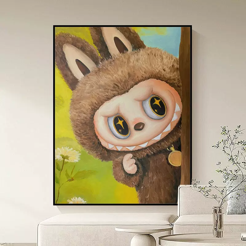 拉布布LABUBU数字油画2025新款手工diy解压填涂色丙烯画