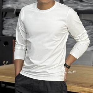 
Men's spring and autumn pure cotton long-sleeved T-shirt round neck casual inner wear simple slim solid color base basic versatile shirt