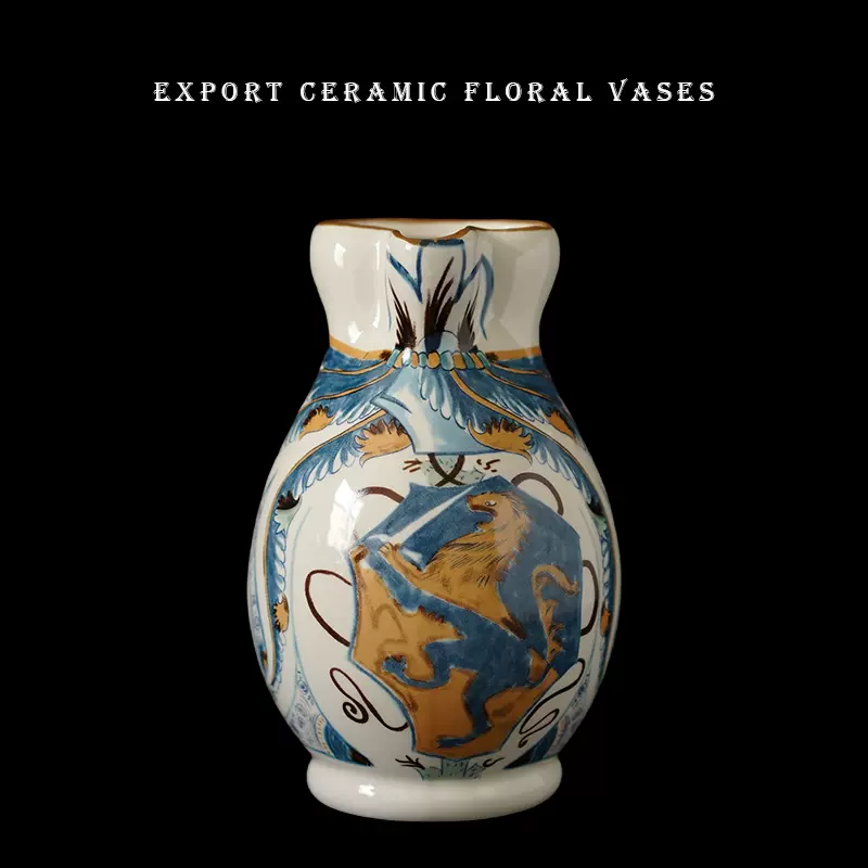 出口意大利中式复古陶瓷双耳造型花瓶艺术收藏居家插花摆件装饰-Taobao 