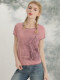 Yizhi Manor 2025 summer Korean version pink embroidered modal cotton casual T-shirt short-sleeved loose slim T-shirt for women

