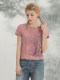 Yizhi Manor 2025 summer Korean version pink embroidered modal cotton casual T-shirt short-sleeved loose slim T-shirt for women
