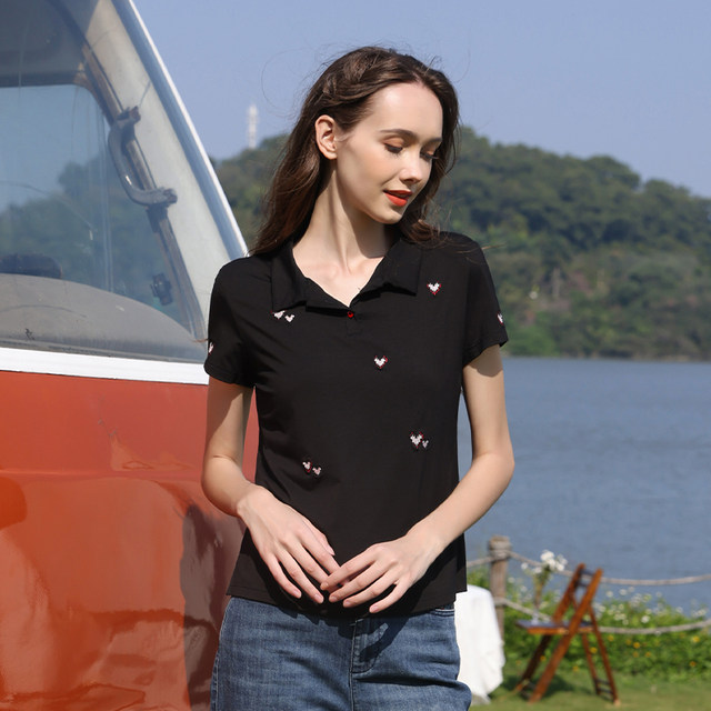 Women's Summer Babydoll Peplum Top – Short Sleeve Loose T-Shirt With High-Low Hem, Black Flower Print