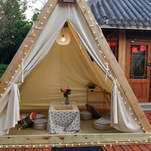 网红帐篷火锅户外三角帆布餐饮帐篷小屋