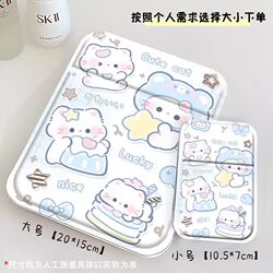 Blue Little Fish Cat Cute Folding Makeup Mirror Student Dormitory High-Value Portable Desktop Vanity Mirror