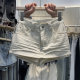 Sexy hot girl denim miniskirt 2025 summer new side seam zipper design anti-exposure hip-cover skirt

