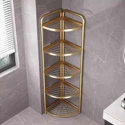 Bathroom Storage Rack, Corner Triangular Storage Shelf for Bathroom, Toilet, Washroom, No-Drill Floor-Standing Basin Rack