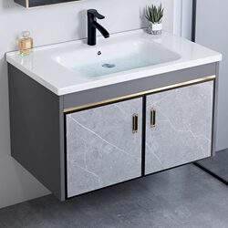 Space Aluminum Bathroom Cabinet Set, Small Apartment Washbasin, Integrated Ceramic Basin, Bathroom Sink