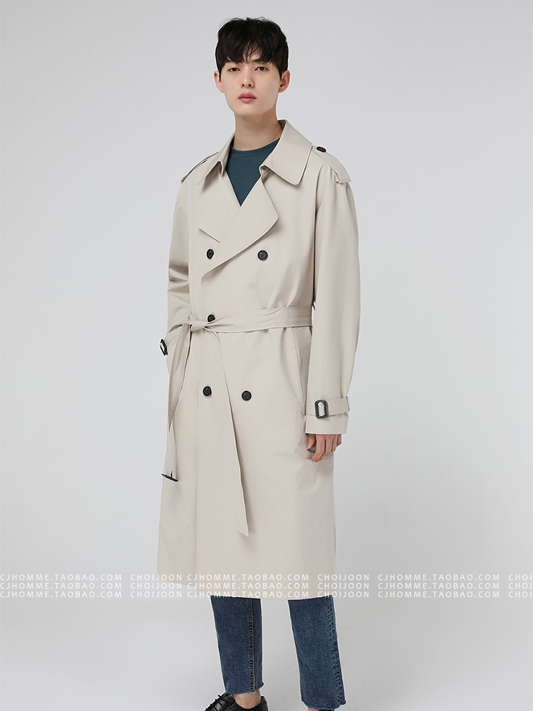 Choi Joon Men's Mid-Length Trench Coat - Off-White Korean Style
