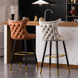 American-Style Light Luxury Bar Stool for Home Use, Modern Minimalist Bar Chair, European-Style High-Back Island Stool, High-Legged Bar Stool