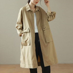 
Foreign trade counter withdrawal cabinets South Korea Dongdaemun cotton trench coat women's mid-length large-size casual temperament work jacket trend