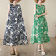 Artistic temperament cotton and linen sleeveless dress for women in summer, women's summer print loose slim linen vest vacation long skirt
