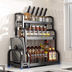 Kitchen Storage Rack, Multi-Functional Multi-Layer Organizer for Supplies and Condiments, Small Shelf for Various Gadgets, Corner Countertop