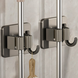 Mop hook stainless steel punch-free wall hanging bathroom strong adhesive broom clip hanger artifact fixed buckle