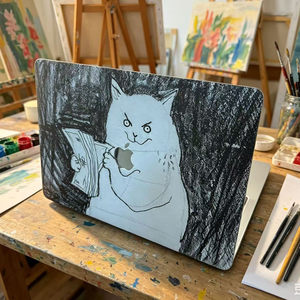 
Applicable to new Macbook protective case m3 light soft m4 Apple laptop case air 13 thin shell transparent m2pro13/14/15 anti-fall 2338 cartoon 2442 simple drawing money cat