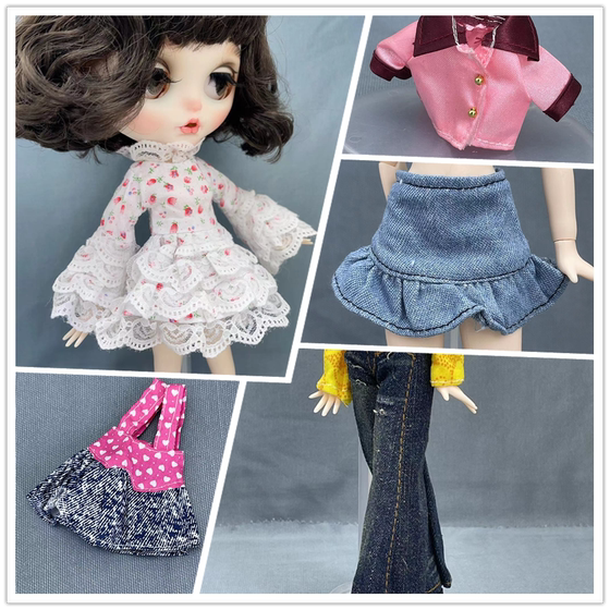 Blythe small cloth doll top pants, skirt OB24 jeans clothing