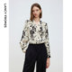 Langzi French Elegant Flower Vedic Vedic Folding Shirt 2025 Top Polish Vocal Elegant Printing Girl
