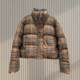 Design-sensual plaid short cotton jacket for women 2024 winter new small thickened bread jacket for cotton jacket