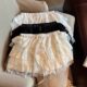 Sweet girl-style elastic high waist fluffy lace skirt summer new lace mesh spliced ​​A-line skirt
