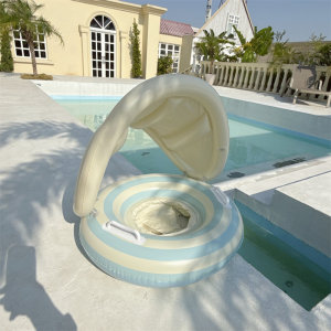 
Danish children's swimming ring awning striped seat ring baby inflatable playful sitting ring with handle