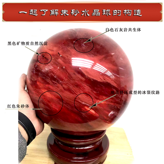 山石嶺 辰砂球 天然赤水晶オーナメント