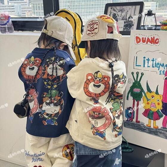 
Trendy children's long-sleeved T-shirt 2026 new spring boys and girls pure cotton baby cartoon bottoming shirt spring and autumn top t