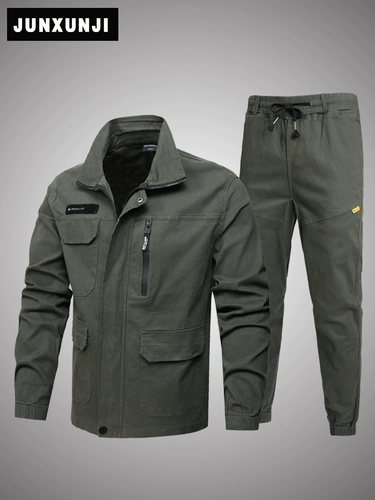 Хлопковый эластичный камуфляжный износостойкий комплект для работы, осенний, рабочая одежда, защита от ожогов