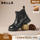 
Belle black boots scratched leather fashion boots plus velvet new black Chelsea boots short boots E8P1DDD5 pre