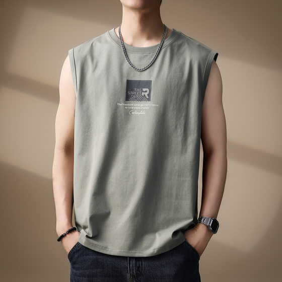 
2025 new cool vest for men in summer loose large size sports sweat-absorbing sleeveless T-shirt trendy thin fitness waistcoat
