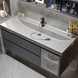 New Light Luxury Style Gold-Plated Stone Integrated Basin Bathroom Vanity Sink Cabinet Combination