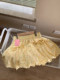 Dopamine yellow floral polka dot flower bud skirt for women in summer large size high waist A-line short skirt ruffled cake skirt