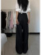 Large size high-waisted black suit pants for women in autumn straight-drooping sickle casual floor-sliding wide-leg scimitar pants