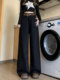 Large size black wide-leg jeans for women in autumn 2024 new loose high waist slimming versatile straight-leg mopping pants