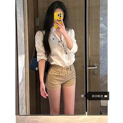 Plus-Size American-Style Coffee-Colored High-End Hip-Enhancing Denim Shorts for Women, 2026 Summer New High-Waisted Slim-Fit Butt-Hugging Hot Pants