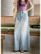Large size retro blue skirt for women with high waist slim denim skirt summer niche slit skirt straight skirt long skirt