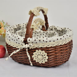 Rattan Storage Basket, Shopping Basket, Small Flower Basket, Gift Basket, Wicker Fruit Basket, Portable Grocery Basket, Country Style