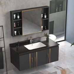 Black Slate Bathroom Cabinet Combination 1m Wall-Mounted Integrated Ceramic Washbasin Cabinet Toilet Wash Smart Mirror Cabinet
