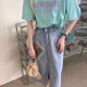 Homemade sweet Japanese high-waisted front slit trendy denim skirt for female students looking slim mid-length straight A-line skirt
