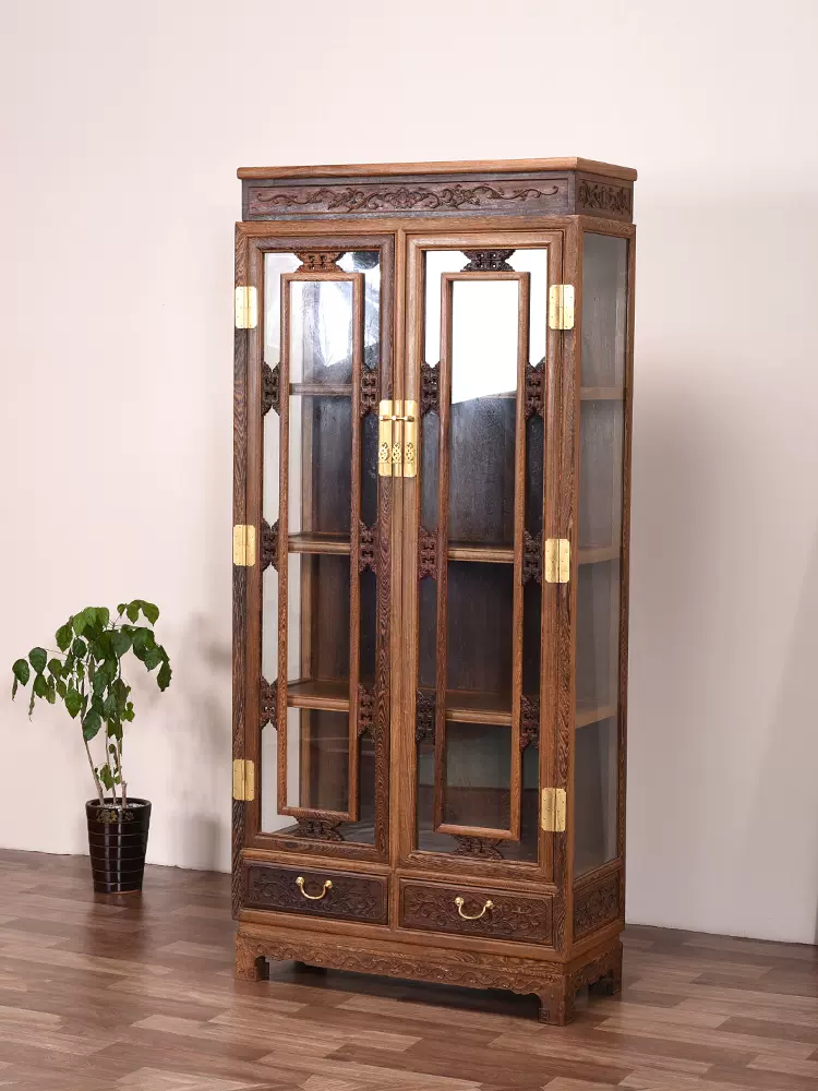 红木家具 鸡翅木酒柜 客厅仿古中式实木隔断柜玄关柜储物柜展示柜