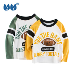 27kids brand children's clothing spring new children's long -sleeved T -shirt pure cotton baby autumn clothes boys bottoming shirt
