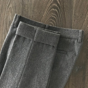 CAILENOW Autumn/Winter European and American style wool woolen warm rolled edge thick Korean version popular slim fit small leg men's pants