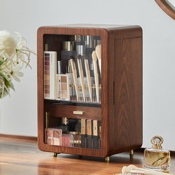 Nalanduo Small Refrigerator-Style Cosmetic Storage Box for Home Desktop Dressing Table, Dustproof Box for Skincare Products, Makeup Case