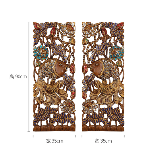 タイの木彫り壁パネル - 東南アジアの装飾