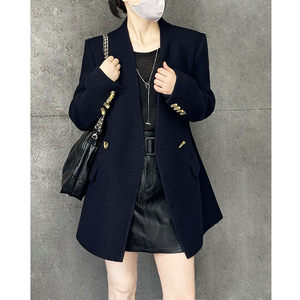 
Alpaca Beibei 2025 autumn and winter new double-sided cashmere coat women's mid-length Korean style loose Suli suit jacket